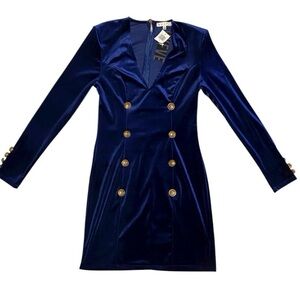 HYFVE Navy Long Sleeve Dress with Gold Buttons